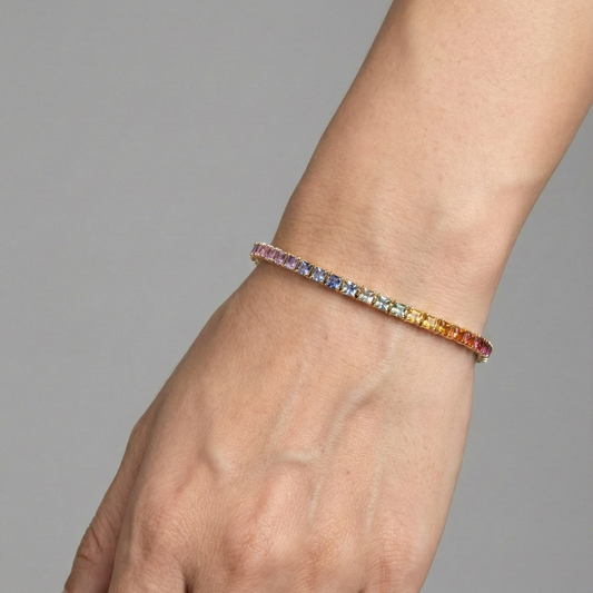 Elite Baguette 14K Yellow Gold Diamond Tennis Bracelet