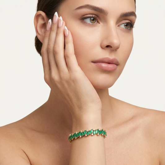 Emerald Line Diamond Accent 14K Gold Tennis Bracelet