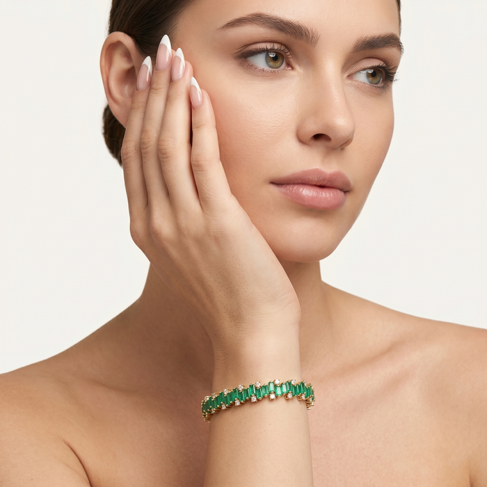 Emerald Line Diamond Accent 14K Gold Tennis Bracelet
