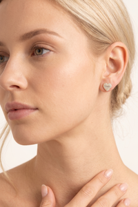 Pave Diamond Heart 14K (or 18k upon request) Yellow Gold Stud Earrings
