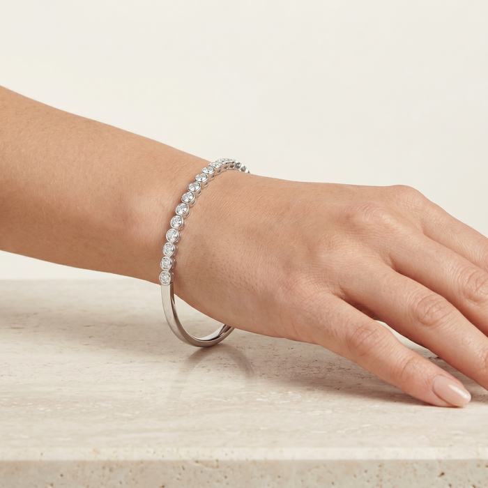 Lace Quixotic Diamond Bangle Bracelet in 18K White Gold