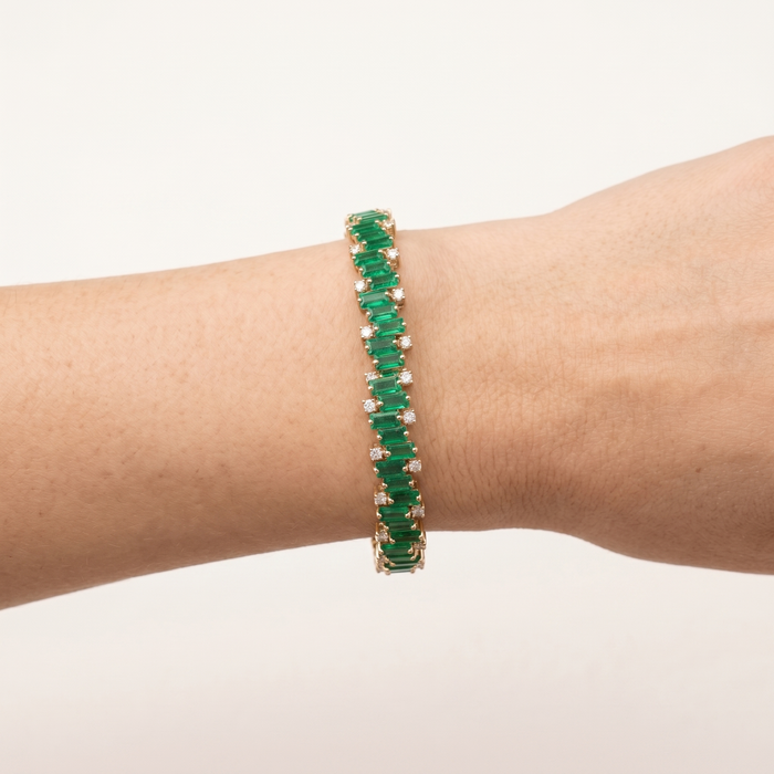 Emerald Line Diamond Accent 14K Gold Tennis Bracelet