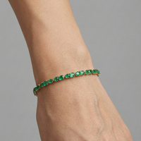 Emerald Elegance 14K Yellow Gold Tennis Bracelet