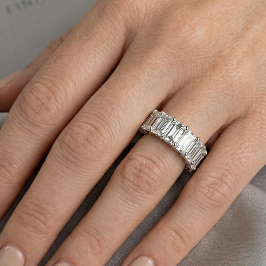Emerald Cut Diamond 14K White Gold Eternity Ring