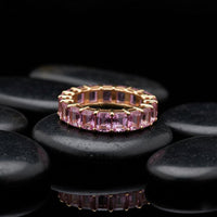 Blush Pink Sapphire Step-Cut Eternity Ring in 14K Gold