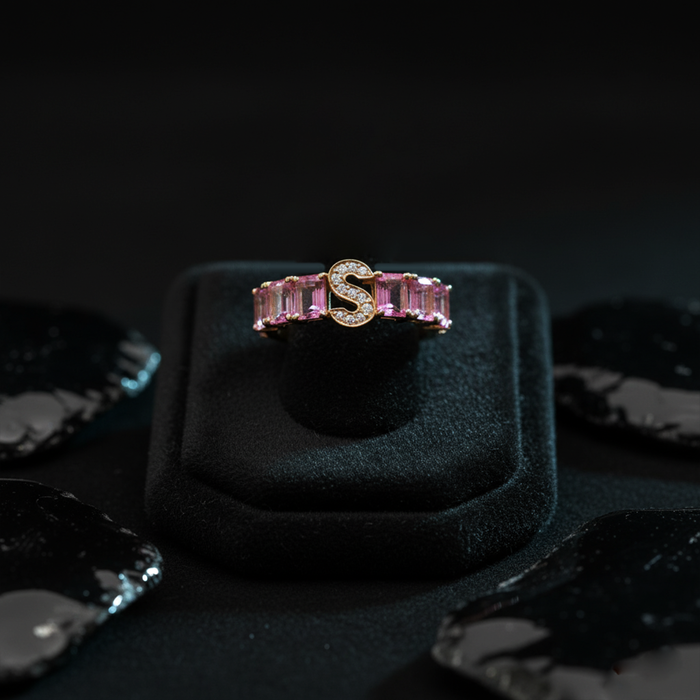 Blush Signature Pink Sapphire & Diamond Band Ring in 18K Yellow Gold