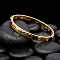 Amour Heart Sapphire Hinged Bangle in 14K Yellow Gold