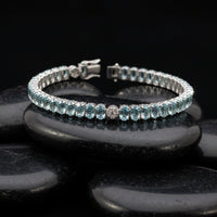 Aquamarine & Diamond 14K White Gold Tennis Bracelet