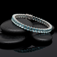 Aquamarine 14K White Gold Tennis Bracelet