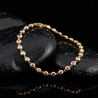 Aurora Spectrum Gemstone 14K Yellow Gold Station Bracelet