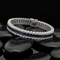 Blue Sapphire & Diamond 14K White Gold Tennis Bracelet