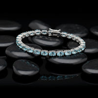 Blue Topaz 14K White Gold Tennis Bracelet