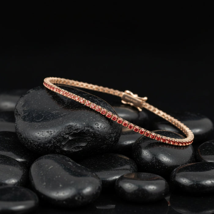 Blush Ember Pink Sapphire 14K Yellow Gold Tennis Bracelet