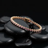 Blush Pink Sapphire 14K Yellow Gold Tennis Bracelet
