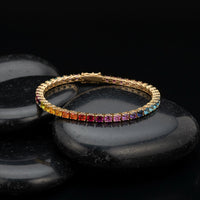 Bold Baguette 14K Yellow Gold Diamond Tennis Bracelet