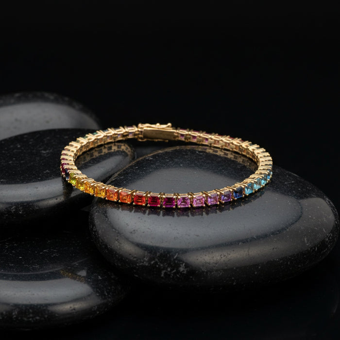 Bold Baguette 14K Yellow Gold Diamond Tennis Bracelet