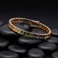 Chromatic Baguette 14K Yellow Gold Gemstone Bracelet