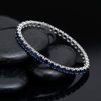 Deep Azure Sapphire Line 14K White Gold Tennis Bracelet