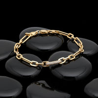 Diamond Link 14K Yellow Gold Chain Bracelet