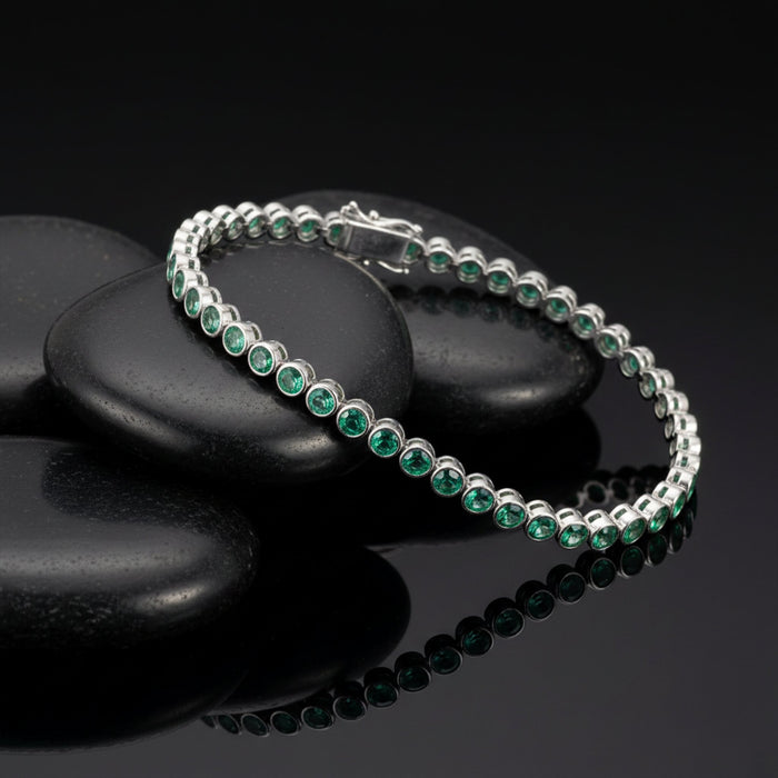 Elegant 14K Emerald & White Gold Bracelet