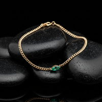 Elegant Emerald Teardrop 14K Yellow Gold Chain Bracelet