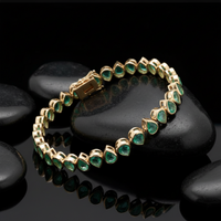 Emerald Green 14K Yellow Gold Teardrop Bracelet