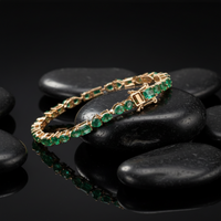 Emerald Elegance 14K Yellow Gold Tennis Bracelet