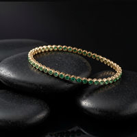 Emerald Halo 14K Yellow Gold Tennis Bracelet