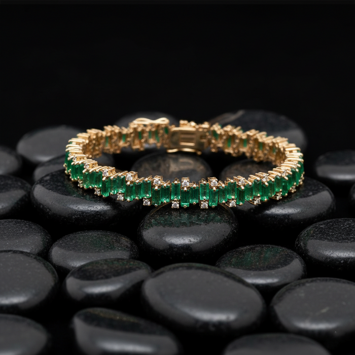 Emerald Line Diamond Accent 14K Gold Tennis Bracelet