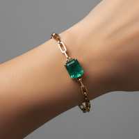 Emerald-Cut Emerald Chain Bracelet in 14K Yellow Gold