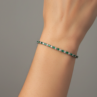Green Emerald & Diamond 14K Gold Tennis Bracelet