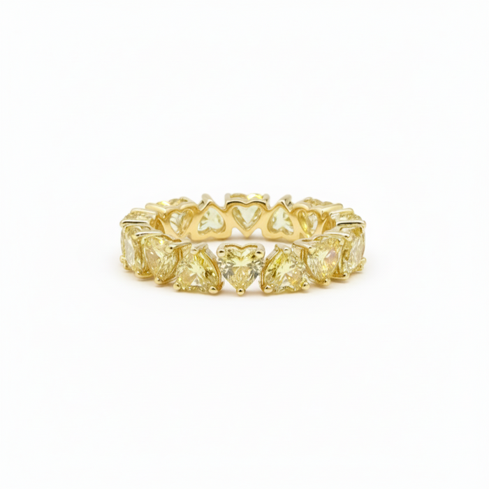 Heart Cut Lab Diamond Eternity Band Ring in 14K Yellow Gold