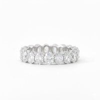 Oval Diamonds 14K White Gold Accent Eternity Band Ring