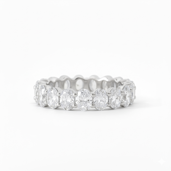 Oval Diamonds 14K White Gold Accent Eternity Band Ring