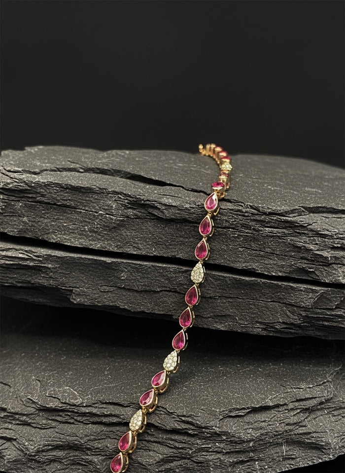 Pear Shaped Evil Eye Ain Hara Bracelet in 14K Yellow Gold