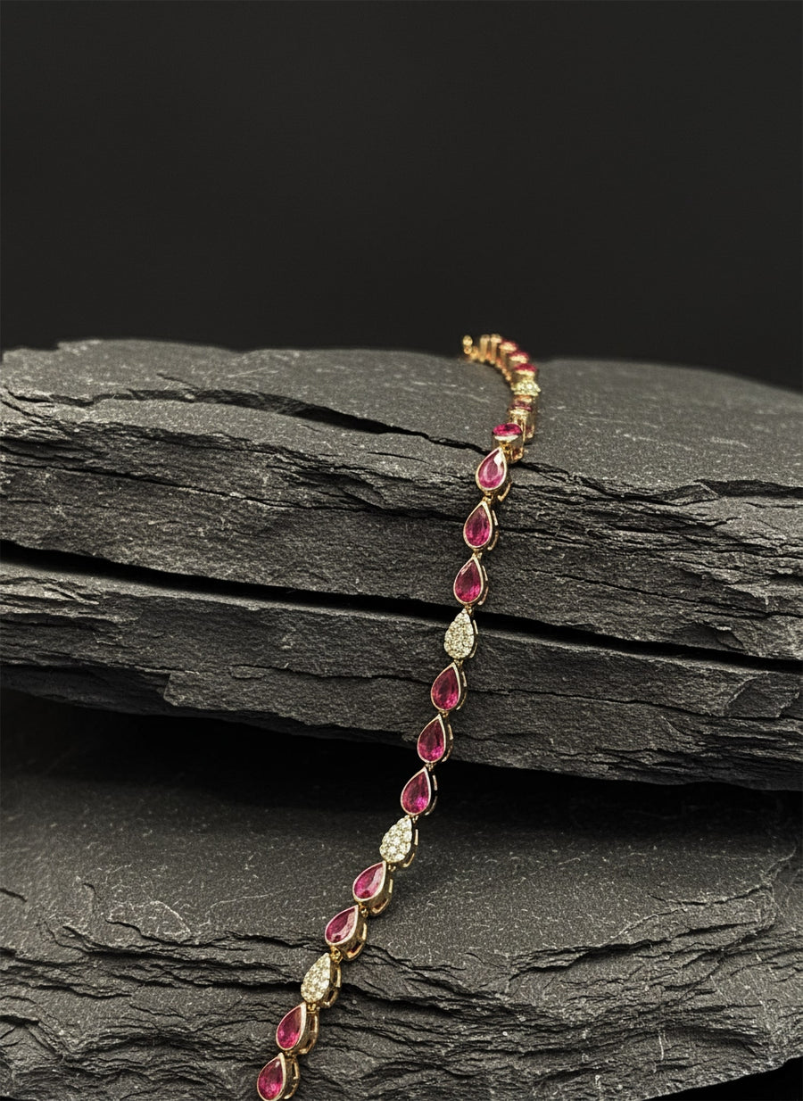 Pear Shaped Evil Eye Ain Hara Bracelet in 14K Yellow Gold