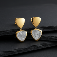 Geometric Dual-Tone Diamond Accent Drop Earrings in 14K Yellow Gold