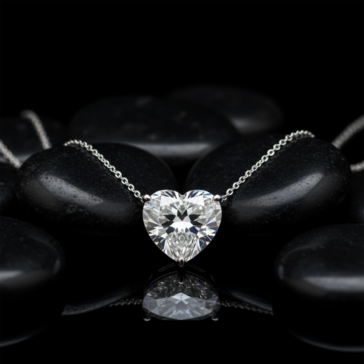 Heart-Cut Pendant Diamond Necklace in 14K White Gold