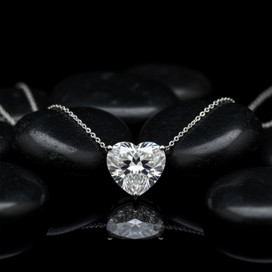 Heart-Cut Pendant Diamond Necklace in 14K White Gold