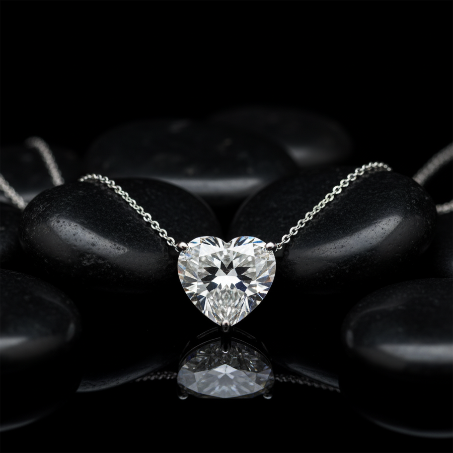 Heart-Cut Pendant Diamond Necklace in 14K White Gold