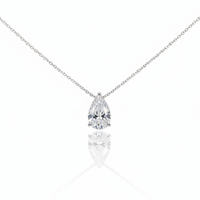 Pear and Heart Diamond White Gold Solitaire Pendant Necklace in 14K