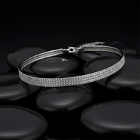 Triple Row Pave Set Diamond Necklace in 18K White Gold