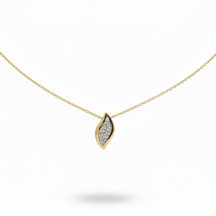 Diamond Leaf Pendant Necklace in 14K Yellow Gold