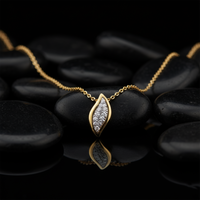 Diamond Leaf Pendant Necklace in 14K Yellow Gold