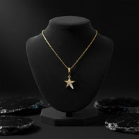 Linear Star Diamond Pendant Necklace in 14K Yellow Gold