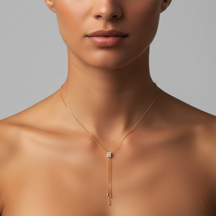 Diamond Mirage Lariat Necklace in 14K Yellow Gold