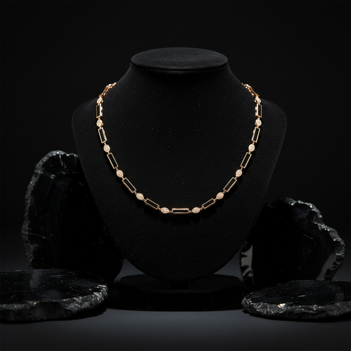 Diamond Malachite Station Necklace in 14K Yellow Gold