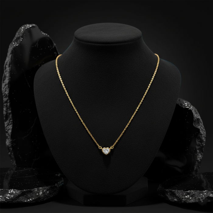 Heart Diamond Pendant Necklace in 14K Yellow Gold