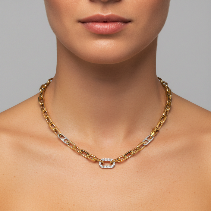 Diamond Fusion Link Necklace in 14K Yellow Gold