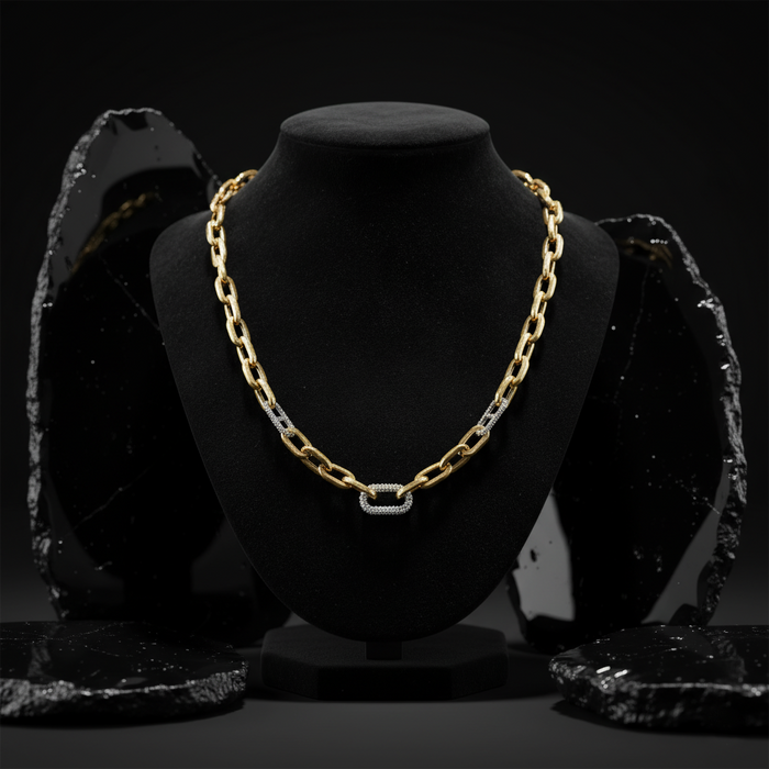 Diamond Fusion Link Necklace in 14K Yellow Gold